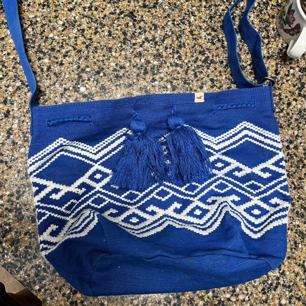 Blue, Fun Patterned, Adjustable, Crossbody Bag